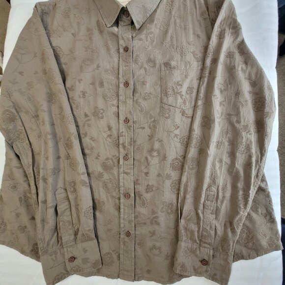 Territory Ahead Floral Brown Long Sleeve Shirt Flocked  Designs Size XL - Picture 13 of 14